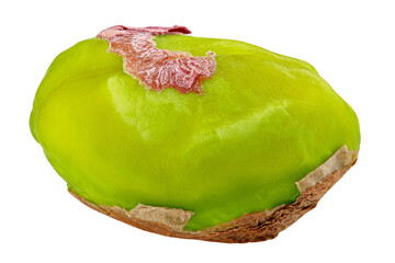 pistachio peeled isolated on white background, full depth of field