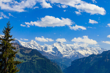 Fototapeta premium View of Bernese Alps from Harder Kulm viewpoint, Switzerland