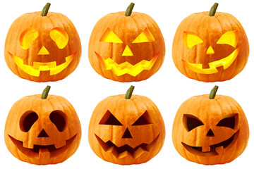 Halloween pumpkin isolated on white background, full depth of field