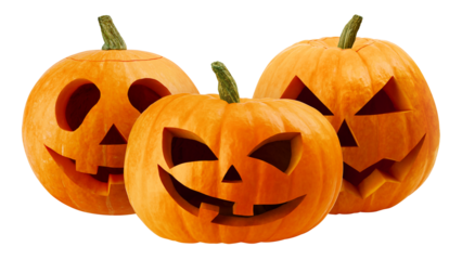 Halloween pumpkin isolated on white background, full depth of field