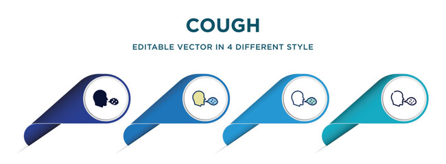 cough icon in 4 different styles such as filled, color, glyph, colorful, lineal color. set of   vector for web, mobile, ui