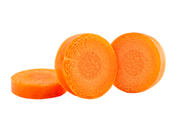 Carrot slice isolated on white background, full depth of field