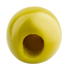 pitted olive isolated on white background, full depth of field