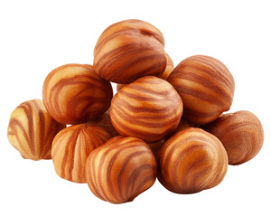 Hazelnut peeled, isolated on white background, full depth of field