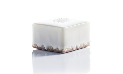 White Velour Cake Isolated, Modern Wedding Dessert, Abstract Generative AI Illustration