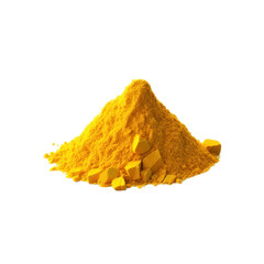 A pile of yellow turmeric powder isolated