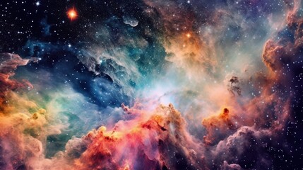 Depict celestial phenomena such as mesmerizing nebulas, swirling galaxies, and cascading stardust that create a sense of awe and wonder