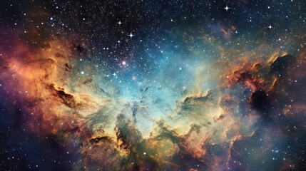 Fototapeta premium Depict celestial phenomena such as mesmerizing nebulas, swirling galaxies, and cascading stardust that create a sense of awe and wonder
