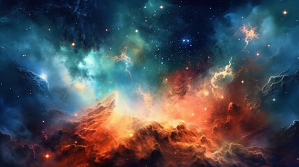 Depict celestial phenomena such as mesmerizing nebulas, swirling galaxies, and cascading stardust that create a sense of awe and wonder