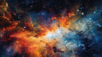 Naklejka na ściany i meble Depict celestial phenomena such as mesmerizing nebulas, swirling galaxies, and cascading stardust that create a sense of awe and wonder