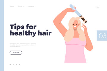 Landing page online service advertising tips for healthy hair and checklist for everyday routine