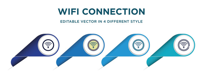 wifi connection to internet icon in 4 different styles such as filled, color, glyph, colorful, lineal color. set of   vector for web, mobile, ui