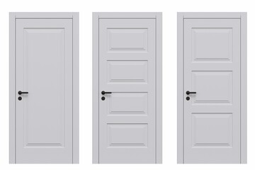 Naklejka premium interior doors isolated on white background, interior furniture, 3D illustration, cg render