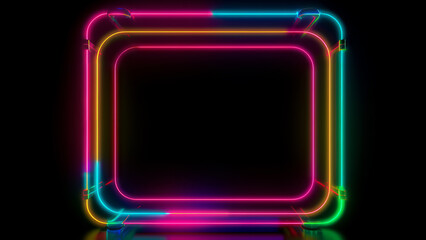 Bright neon frame on a black background.