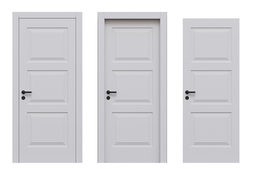 interior doors isolate on a transparent background, interior furniture, 3D illustration, cg render
