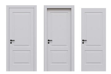 Naklejka premium interior doors isolate on a transparent background, interior furniture, 3D illustration, cg render 