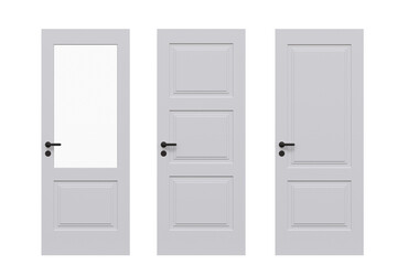 interior doors isolate on a transparent background, interior furniture, 3D illustration, cg render
