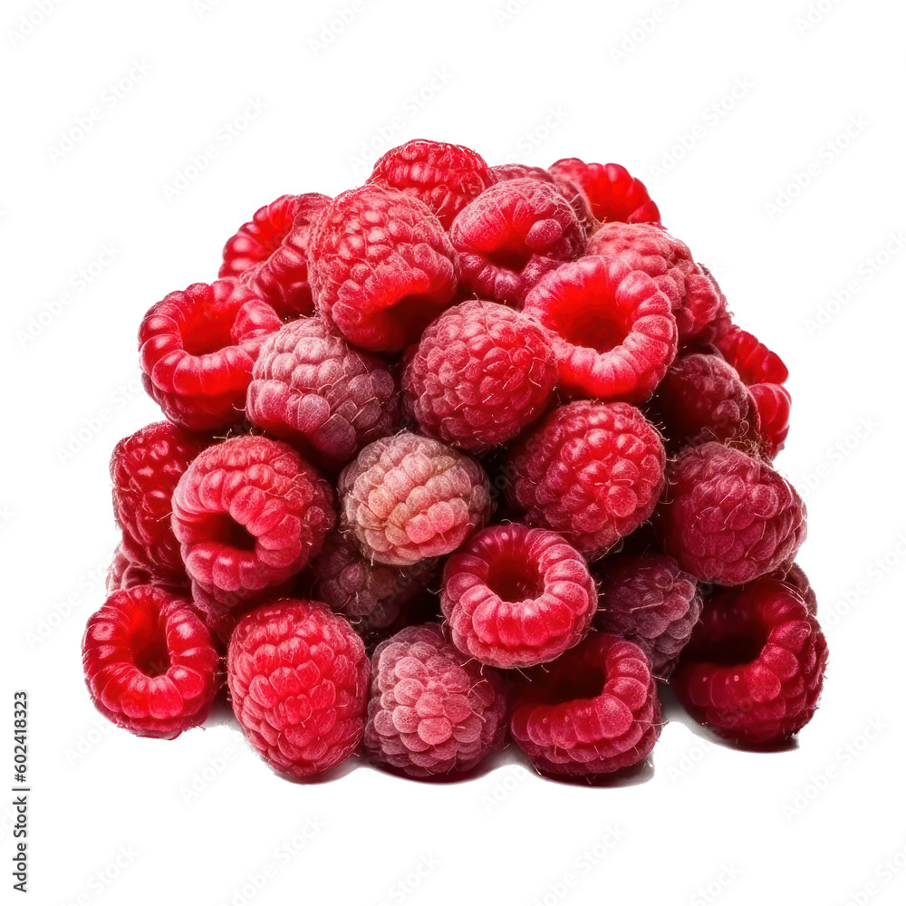 Wall mural fresh raspberries on a white background