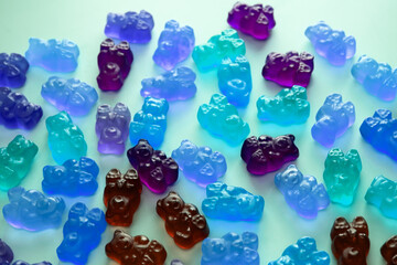 Colorful gummy candies, jelly bears sweets