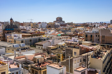 Beautiful panoramic view of Valencia from the Quart Towers (Torres de Quart). VALENCIA, SPAIN.