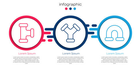 Set line Industry metallic pipe, Industry metallic pipe and Industry metallic pipe. Business infographic template. Vector