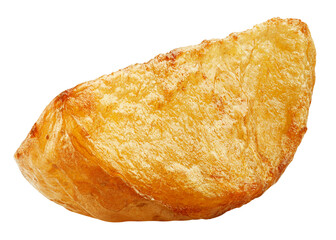 fried Potato wedges, isolated on white background, full depth of field