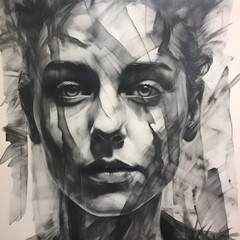 Charcoal Portrait of Woman
