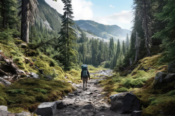 Fototapeta premium hiker in the mountains generative ai