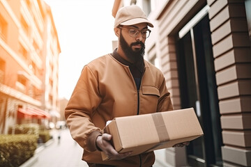 Delivery man delivering a package, generative ai