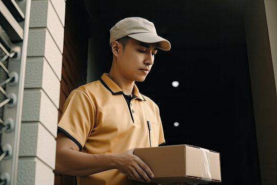 Delivery man delivering a package, generative ai