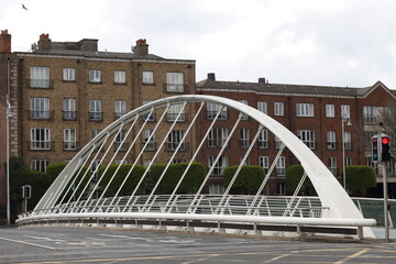 Modern bridge in Dublin, Ireland