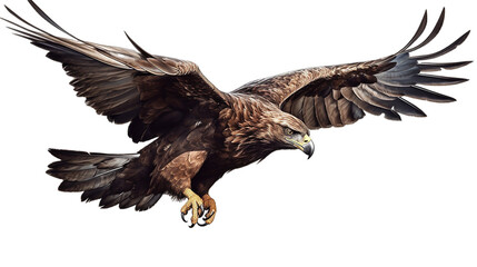 Obraz premium A flying eagle on a transparent background. Generative AI. 