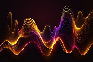 3d render, abstract neon background with colorful wavy line glowing with colorful gradient in ultraviolet spectrum, Generative AI 