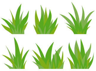 set of isolated green grass illustrations