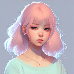 Asian girl anime avatar. Ai art
