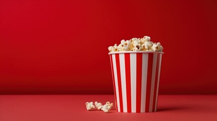 Pop corn on vivid background. Illustration AI Generative