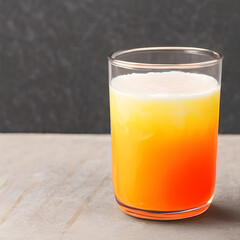 A delicious-looking glass of 
colored drink alcohol drinks cocktail mixing intensely.  wooden table background. Generative AI.