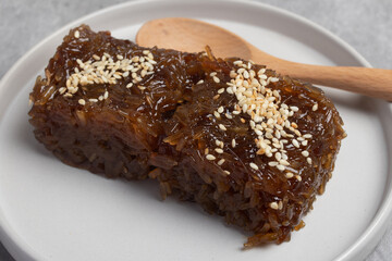 Fried Sticky Rice with Brown Sugar, White Sesame Dessert