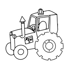Tractor Farm. Agricultural transport. A set of items for the farm. Wind illustration isolated on white background.