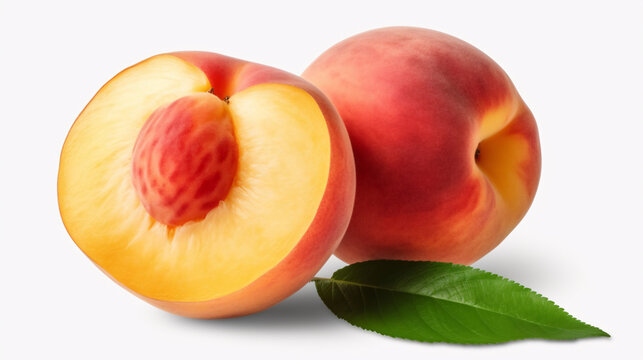 Juicy Peach Elegance: A Stunning Image of a Peach Isolated on a Transparent Background, generative AI
