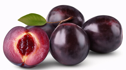 Obraz premium Vibrant Plum Delight: A Captivating Image of a Plum Isolated on a Transparent Background, generative AI