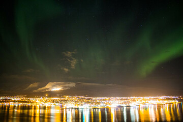 Northern lights over Akureyri, Iceland