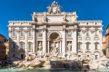 Fototapeta na wymiar The Trevi Fountain (Fontana di Trevi), one of the most visited tourist landmarks of Rome, Italy