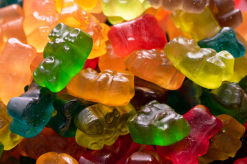 Colorful gummy candies, jelly bears sweets