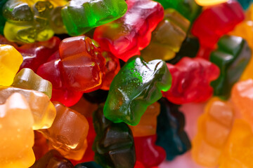 Colorful gummy candies, jelly bears sweets