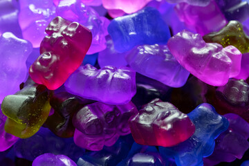 Colorful gummy candies, jelly bears sweets