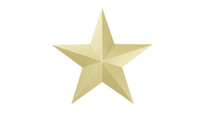 Golden star isolated on transparent background. Minimal concept. 3D render