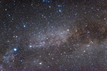 The Milky Way is a nebular cluster like a shining belt crossing the night sky.