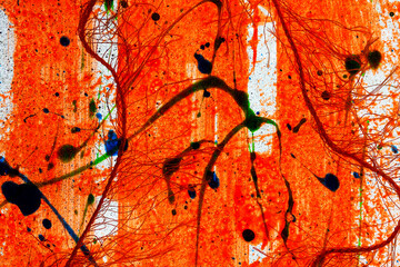 Mixed media paint brush strokes drops and drips