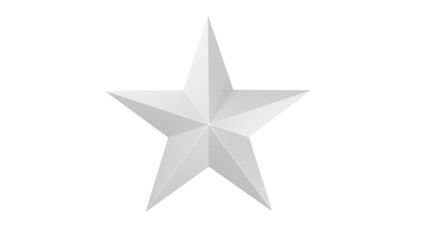 Silver star isolated on transparent background. Minimal concept. 3D render
